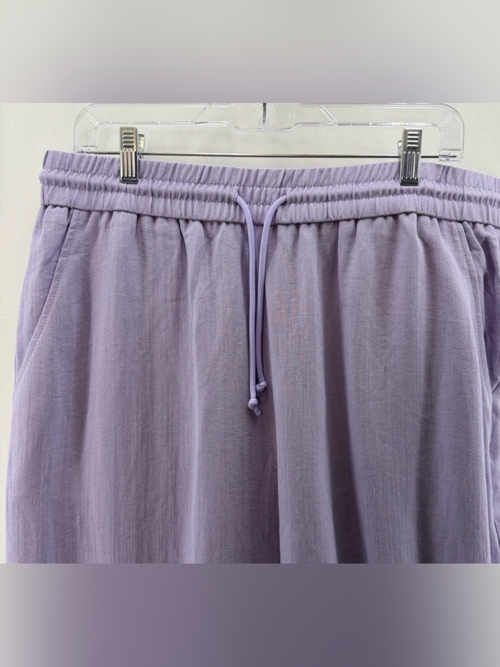 HALARA Lilac High Waisted Drawstring Pocket Wide Leg Linen-Feel Pants Size XL - Picture 4 of 12